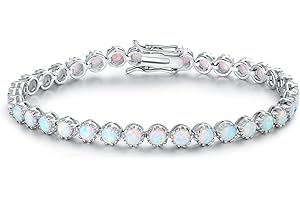 Barzel 18K Gold Plated Crown Created Opal Bracelet Tennis