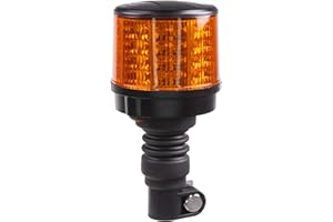 Monirf Amber Tractor Beacon Lights 3.6Inch, 64 LEDs Pole Mount Tractor Strobe Lights, 12-24V Plow Truck Beacon, 10 Modes Snow