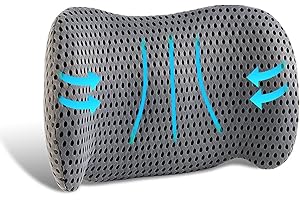 SPROERDEN Lumbar support pillow, ergonomic, improves sitting posture - Memory foam lumbar pillow for lumbar pain relief, suitable for car seats, office chairs, gaming consoles, sofas, recliners and beds (gray)