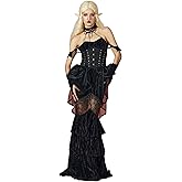Cosplay.fm Women's Punk Gothic Dress Bat Vampire Halloween Costume Lace Sleeveless Maxi Black Corset Cocktail Dress