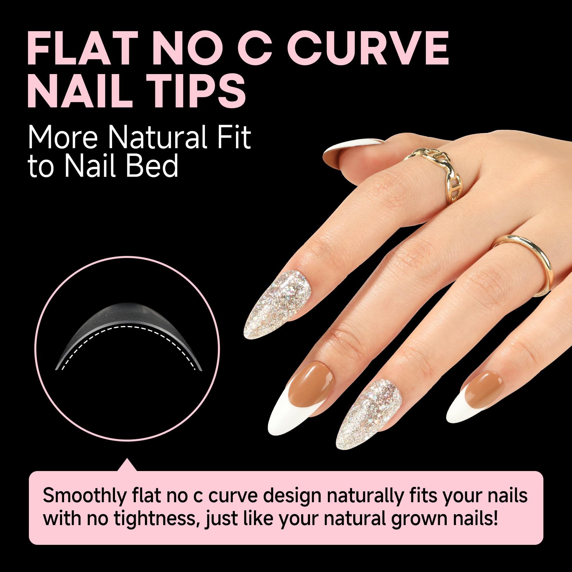 UNA GELLA Almond Nail Tips, 312PCS Half Cover Almond Shape Nail Tips Soft Gel Tips 12 Sizes Pre-shape Acrylic Clear False Nails with Handles for Press on Nails Extension DIY Home Salon - Image 6