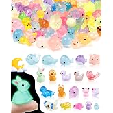 FIVEIZERO 100PCS Luminous mini Resin Animals - 20 Styles Multiple Colors per Style Glow in The Dark Plastic Tiny Animals Figures for Dollhouse, Fairy Garden, Aquarium, Party Favors &amp; DIY Craft Decor