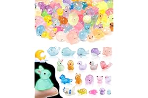 FIVEIZERO 100PCS Luminous mini Resin Animals Bulk - 20 Styles Glow in The Dark Plastic Tiny Animals Figures for Dollhouse, Fairy Garden, Aquarium, Party Favors & DIY Craft Decor