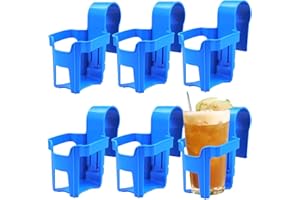 DAKUO 6Pcs Poolside Cup Holders for Above Ground Pools, Pool Cup Holders for Drinks Above Ground Pool Accessories No Spills with Sturdy Plastic Pool Drink Holder Fits 2 Inch or Less Round Top Bar
