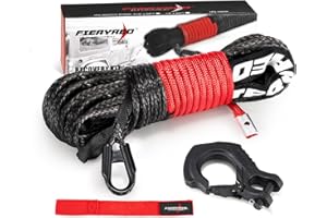 FIERYRED 3/16inch 50FT 8500LBS Synthetic Winch Rope Cable Kit with Forged Hook and Strap, Winch Line Replacement for 2000-3500LBS Winch Off-Road ATV UTV