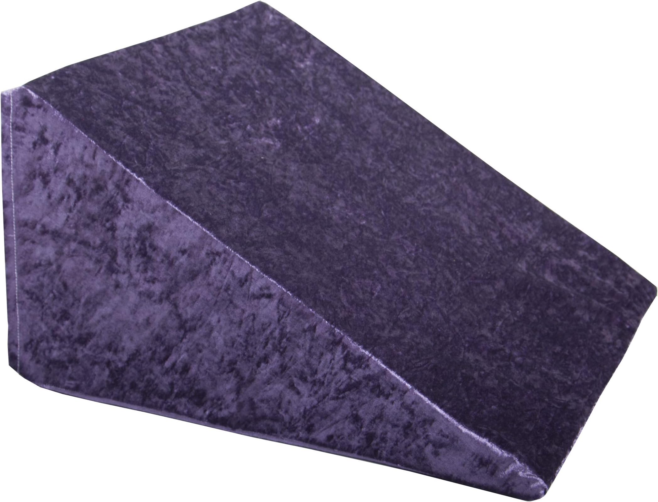 Bed Wedge Foam Cushion with Crushed Velvet Cover - Purple