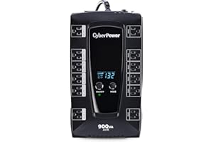 CyberPower AVRG900LCD Intelligent LCD UPS Battery Backup and Surge Protector, 900VA/480W, 12 Outlets, AVR, Compact, UL Certif