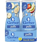 Gerber Baby Snacks Puffs Variety Pack, Banana &amp; Strawberry Apple, 1.48 Ounce - 2 count of four packs, Package may vary, 1.48 Ounce (Pack of 8)