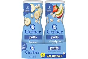 Gerber Baby Snacks Puffs Variety Pack, Banana & Strawberry Apple, 1.48 Ounce - 2 count of four packs, Package may vary, 1.48 Ounce (Pack of 8)