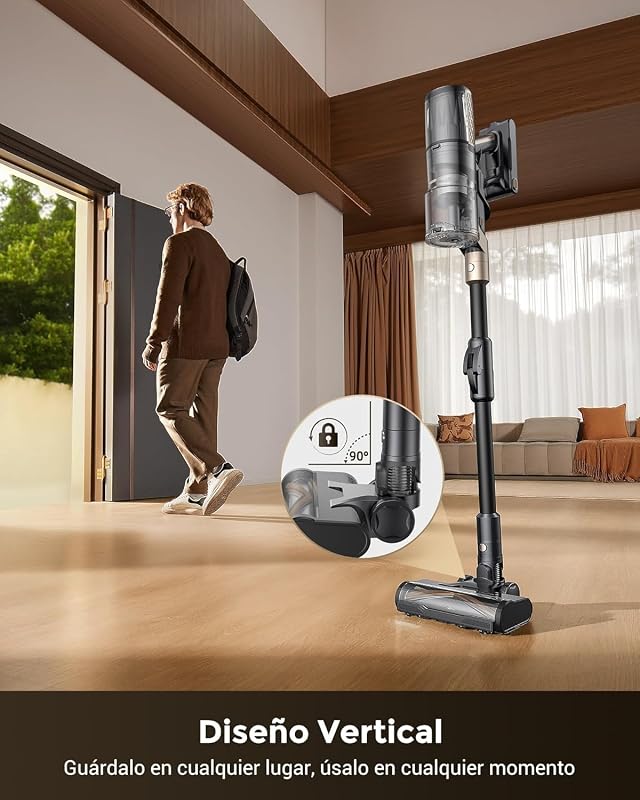P20 Aspiradora fregadora sin Cable 70Mins/70kPa/680W, Autoportante y Plegable, con Cepillo Anti-Enredo y Depósito de Agua, Escoba Aspiradora sin Cable para Pelo de Mascotas/Suelos/Alfombras
