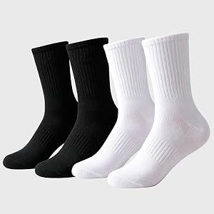 2 Pairs Men's Athletic Socks - Thick Comfortable Fitness Running Socks Moisture-Wicking Breathable Fabric Seamless Toe Design