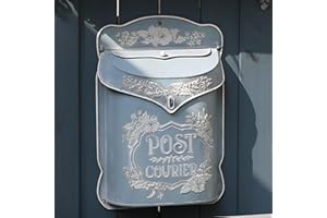 BIG FORTUNE Wall Mount Mailbox for House Outside Vintage Metal Door Mailbox Antique Style Nostalgic Charm Home Decor Garden V