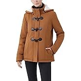 JiangWu Women's Fashion Sherpa Fleece Thickened Horn Button Hooded Jacket Winter Warm Slim Coat