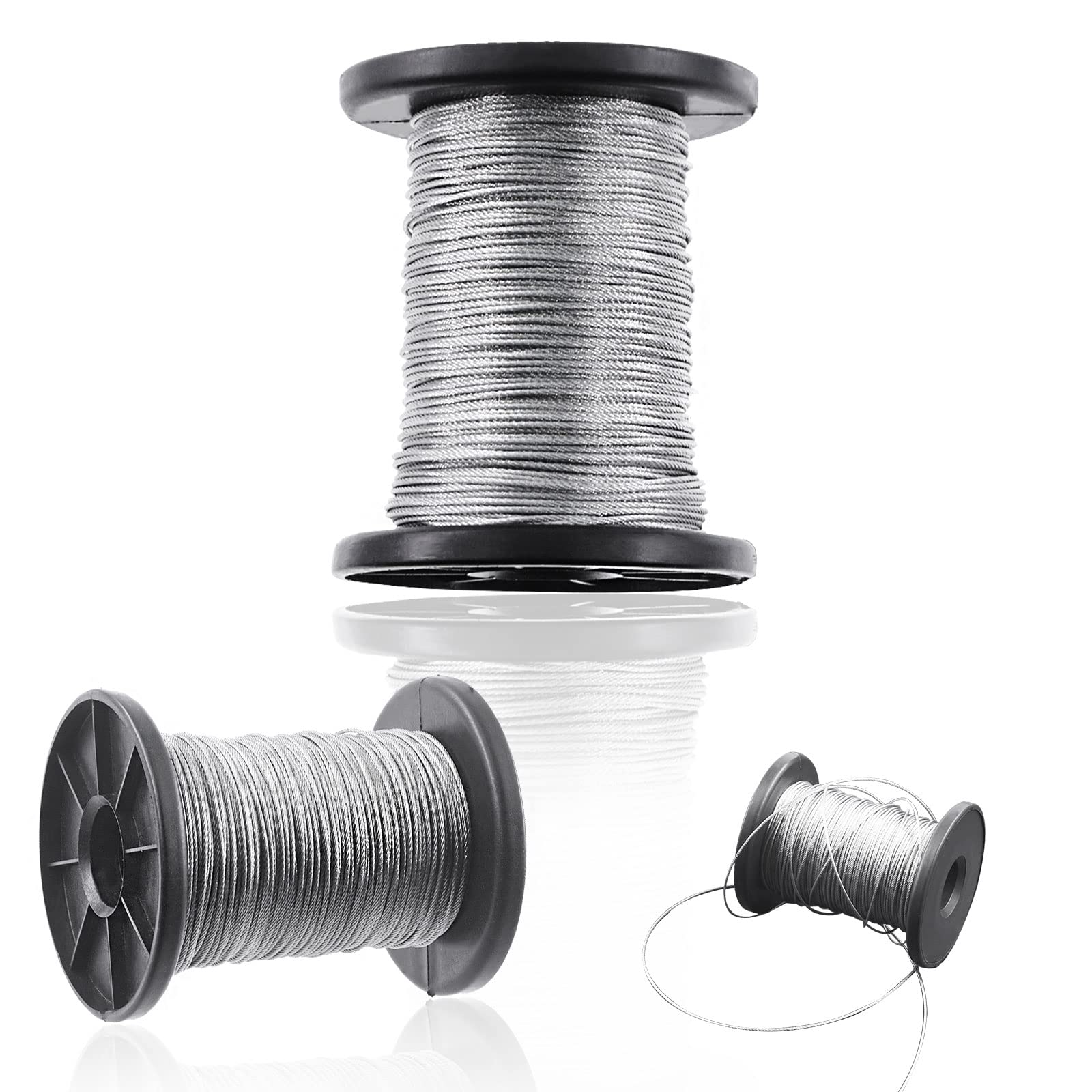 Swpeet 1Pcs 100 Feet Galvanized Steel Picture Hanging Wire, Supports Up to 50lbs, Silver