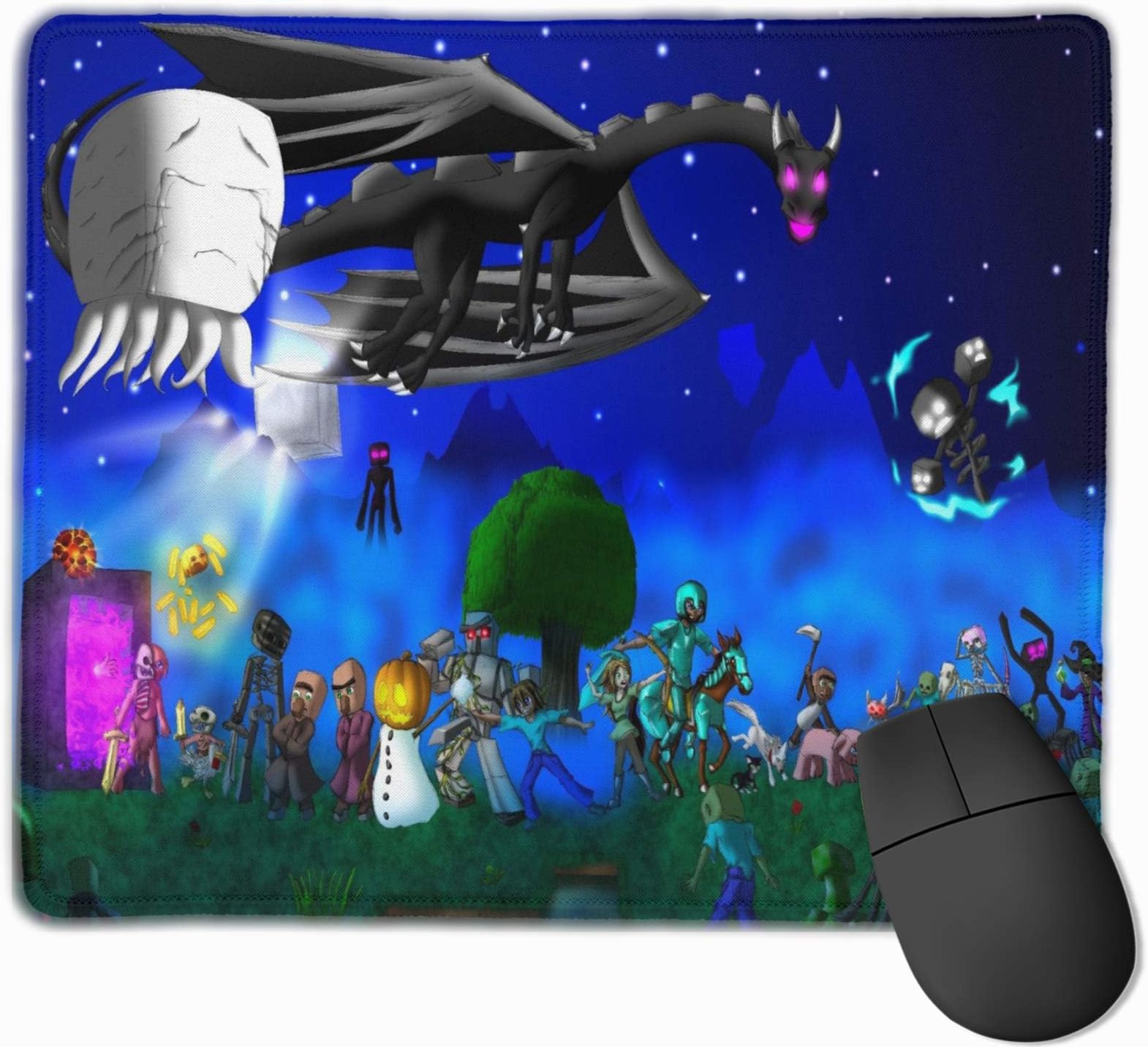 Mouse Pad with Mine Funny Game Craft Pattern No-Slip Durable Gaming Mouse Mat Thickened Design Waterproof Stitched Edges…