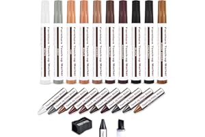 Hardwood Floor Scratch Repair Kit 21PCS, Wood Filler Touch Up Markers for Furniture, Mold, Desks, Tables (With Sharpener)