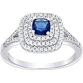 Jewels By Lux Sterling Silver Womens Royal Blue Princess Cut Cubic Zirconia Fashion Ring Size 9
