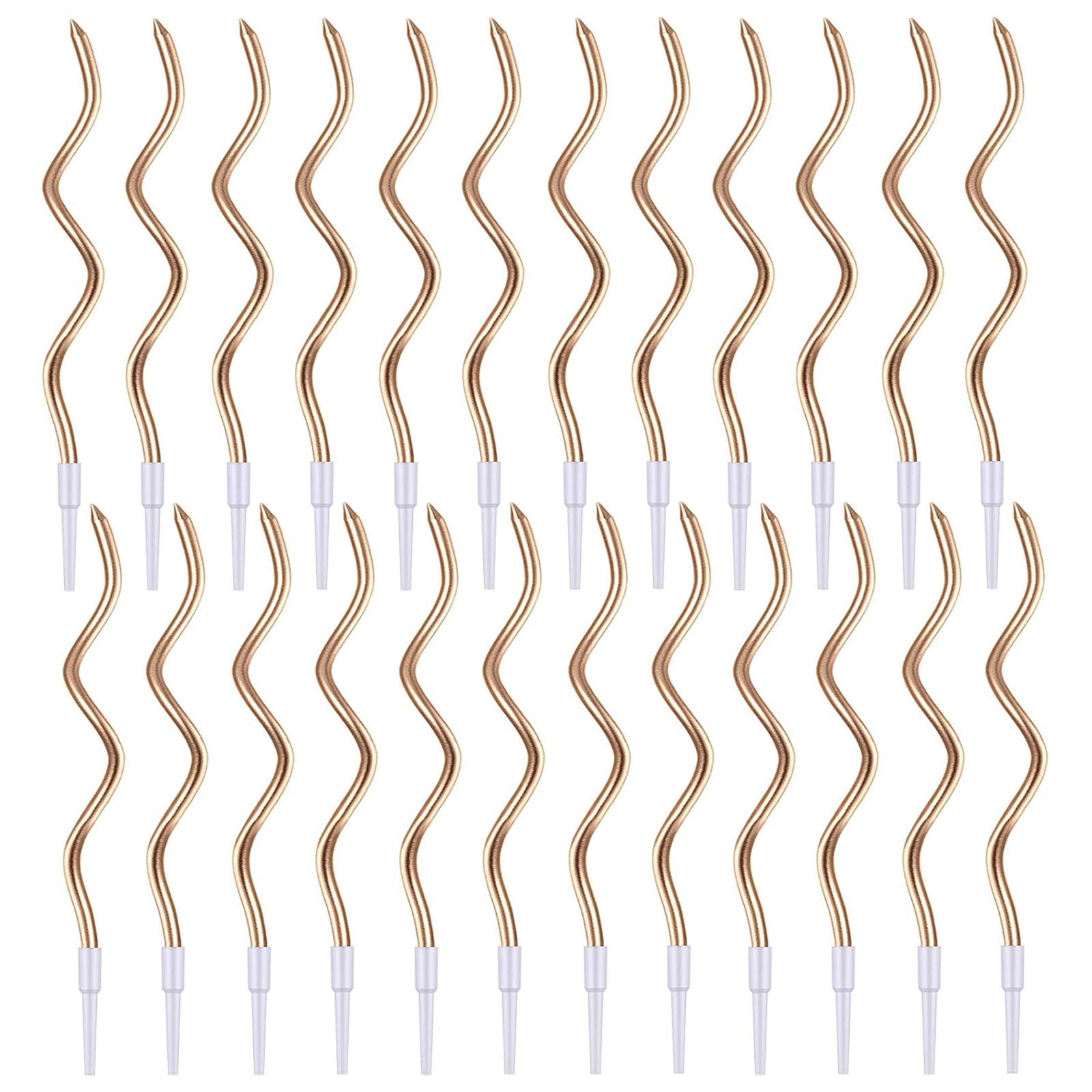 Spiral Birthday Candles,24 Pcs Metallic Cake Candles with Holder for Birthday Wedding Party Cupcakes Topper Decorations,Champagne