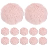 M METERXITY 12-Pack Faux Fur Pom Poms, 1.2 Inch/ 3.1 cm Soft Fluffy Pompoms Balls Faux Rabbit Fur with Elastic Loop for Hats/Bags/Keychains/Knitting Accessories/DIY Crafts [Pink]