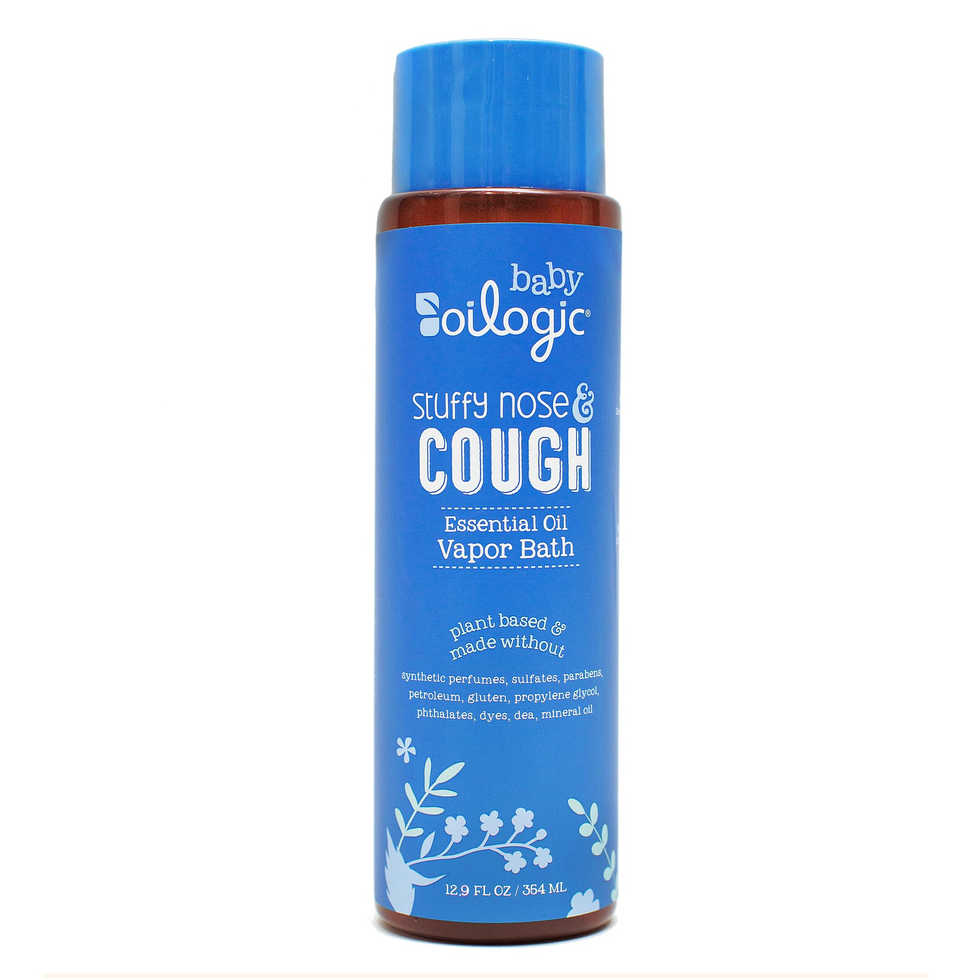Oilogic Stuffy Nose & Cough Essential Oil Vapor Bath for Babies & Toddlers - Gentle Baby Bath Essentials – Pediatrician-Tested & Safe for Babies, 12.9 Fl Oz