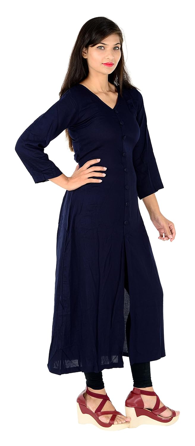 vaidehi creation women v neck style loose plain casual long kurtis