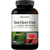 NatureBell Berberine with Ceylon Cinnamon Complex 4,800 mg** Per Serving, 240 Vegetarian Capsules | 5-in-1 Berberine HCl Supplement with Turmeric, Bitter Melon &amp; Black Pepper Extract | Non-GMO