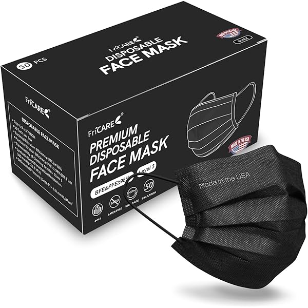 thumbnail image 2 of Masbhc Disposable Face Masks - 4 Ply Comfortable Grey Masks 50 Pack 2 of 11