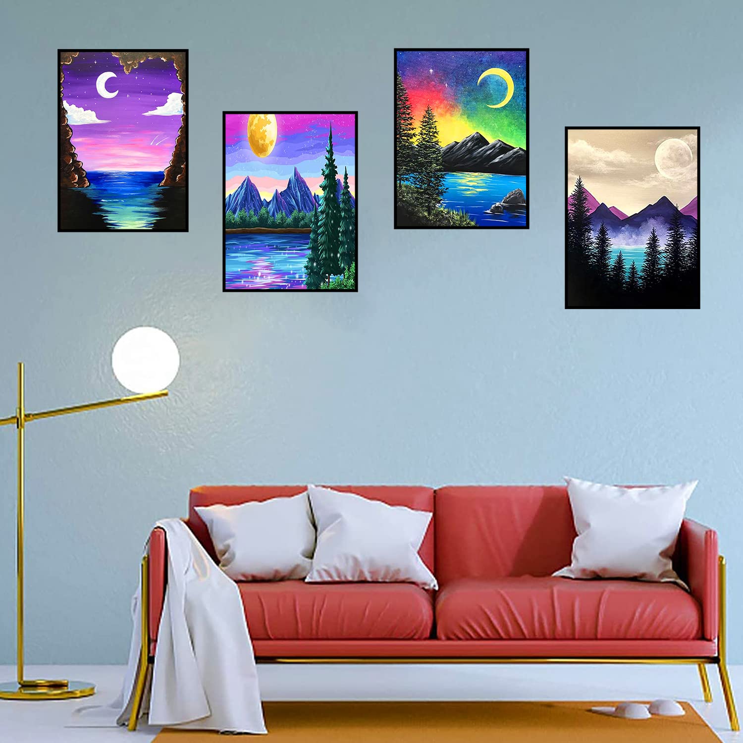 TINY FUN 12 Pack Diamond Painting Kits for Adults 5D Diamond Art Kit Paint by Number for Beginners, DIY Paint with Round Full Drill Diamonds Paintings Gem Art for Home Wall Decor Gift (12X16 Inch
