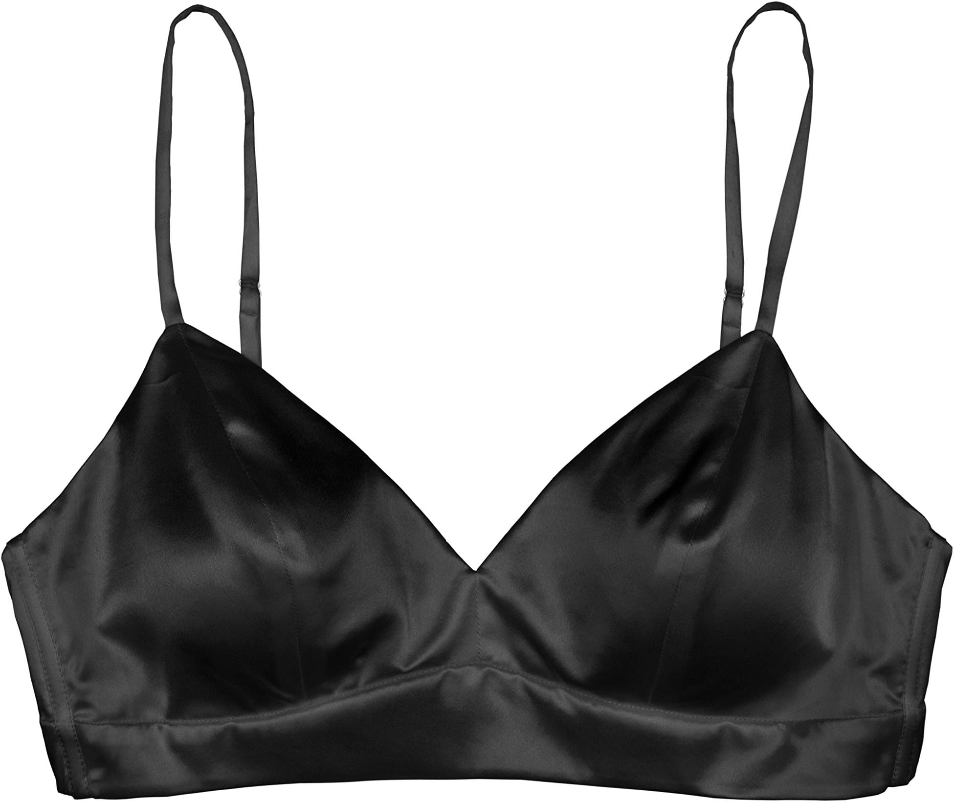 LilySilk Silk Bralette Wire Free Unpadded Women's 100 Silk Classic French Triangle Cup Black