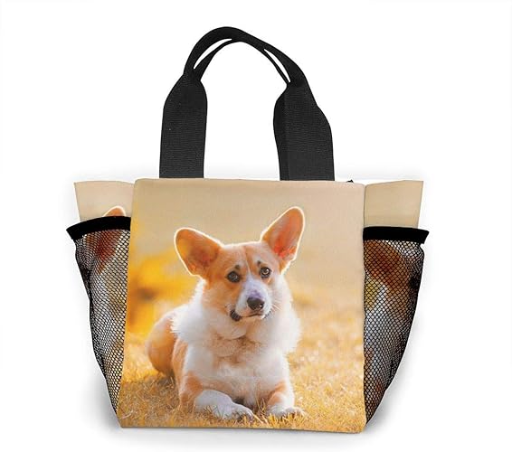 Amazon ランチバッグ エコバック 買い物バッグ コーギー かわいい 犬柄 手提げ バッグ ト おしゃれ 手提げバッグ お弁当 かわいい Derrick Amanda エコバッグ 買い物バッグ