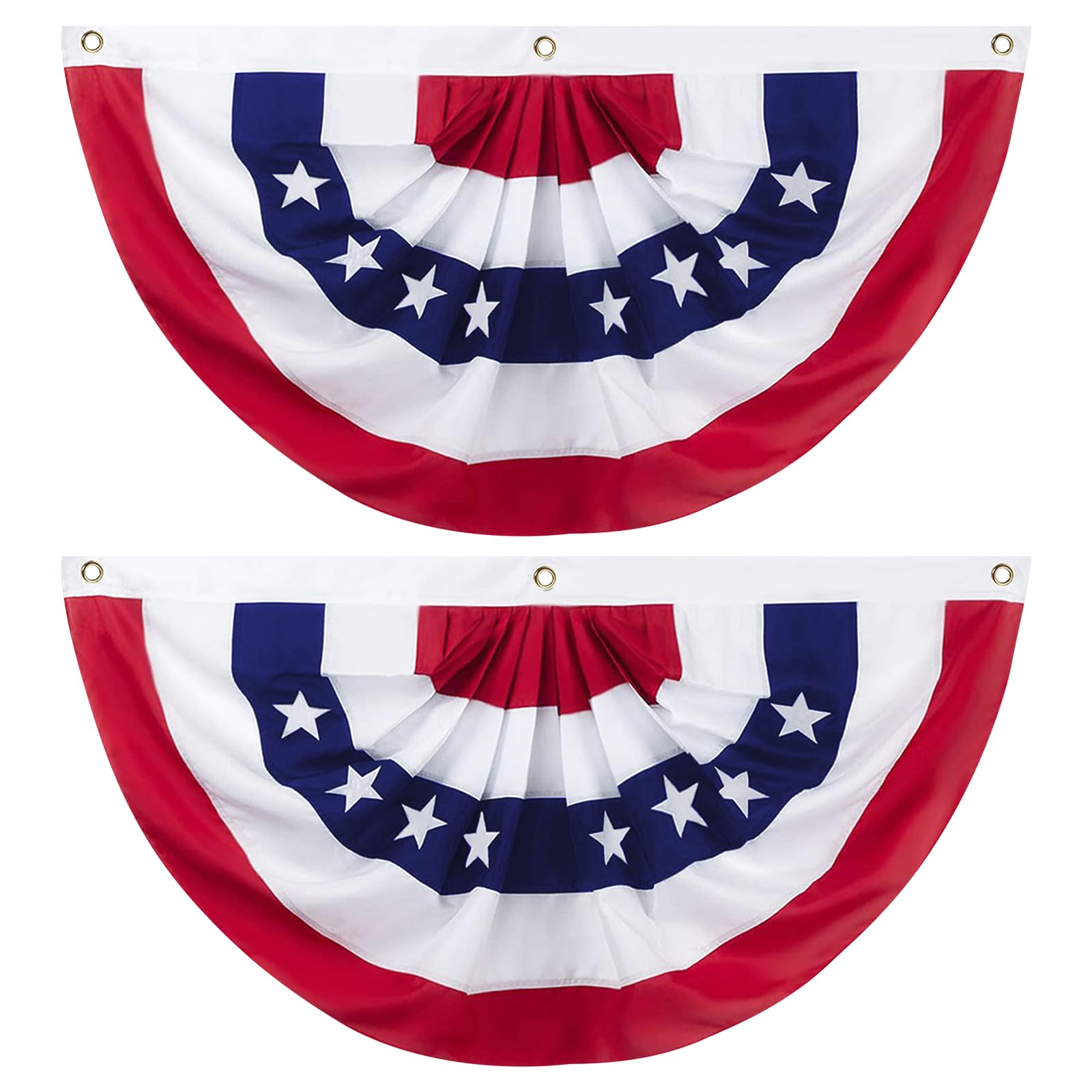 Photo 1 of 2 x 4 Ft American Pleated Fan Flag, USA Patriotic Half Fan Bunting Flag, Decoration Flags (red-2pcs)