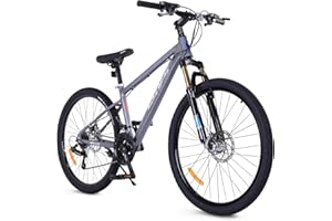 UOKAA 26 Inch Mountain Bike with Lightweight Aluminum Alloy Frame, Front Suspension Fork, 21-Speed Gears for Men and Women, Outdoor Sports Bicycle for Trail and Road