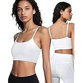 Women Sports Bras Adjustable Spaghetti Strap Bralettes, Scoop Neck Wireless Padded Tank Top Workout Yoga Top Basic Camisole