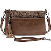 LAVAWA Women's Crossbody Handbag Small Vintage, Ladies Wallet Western Adjustable Phone Purse Clutch Turquoise Concho Embossed