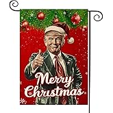 WENWELL Santa Merry Christmas Garden Flag,Donald Burlap Yard Flags,Make Christmas Great Again House Banner for Outdoor,Double-Sided 12 x 18 Inch