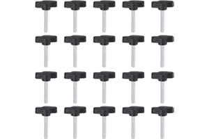 HARFINGTON 20pcs Tee Wing Knobs Thumb Screws M5 x 30mm Standard Male Thread Plastic T Knobs Handles Hand Clamping Knobs Grip 