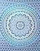 RAJRANG Mandala Tapestry for Bedroom and Living Room Decor Boho Bohemian Wall Hanging Cotton Tapestries (Blue, Ombre, 84x54 Inch, Twin size)