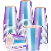 Jingmore 50 Pcs Bright Surface Iridescent Plastic Cups 12oz Disposable Bachelorette Party Cups Drinking Party Decorations Birthday Supplies Camping Indoor Outdoor Events Beverage