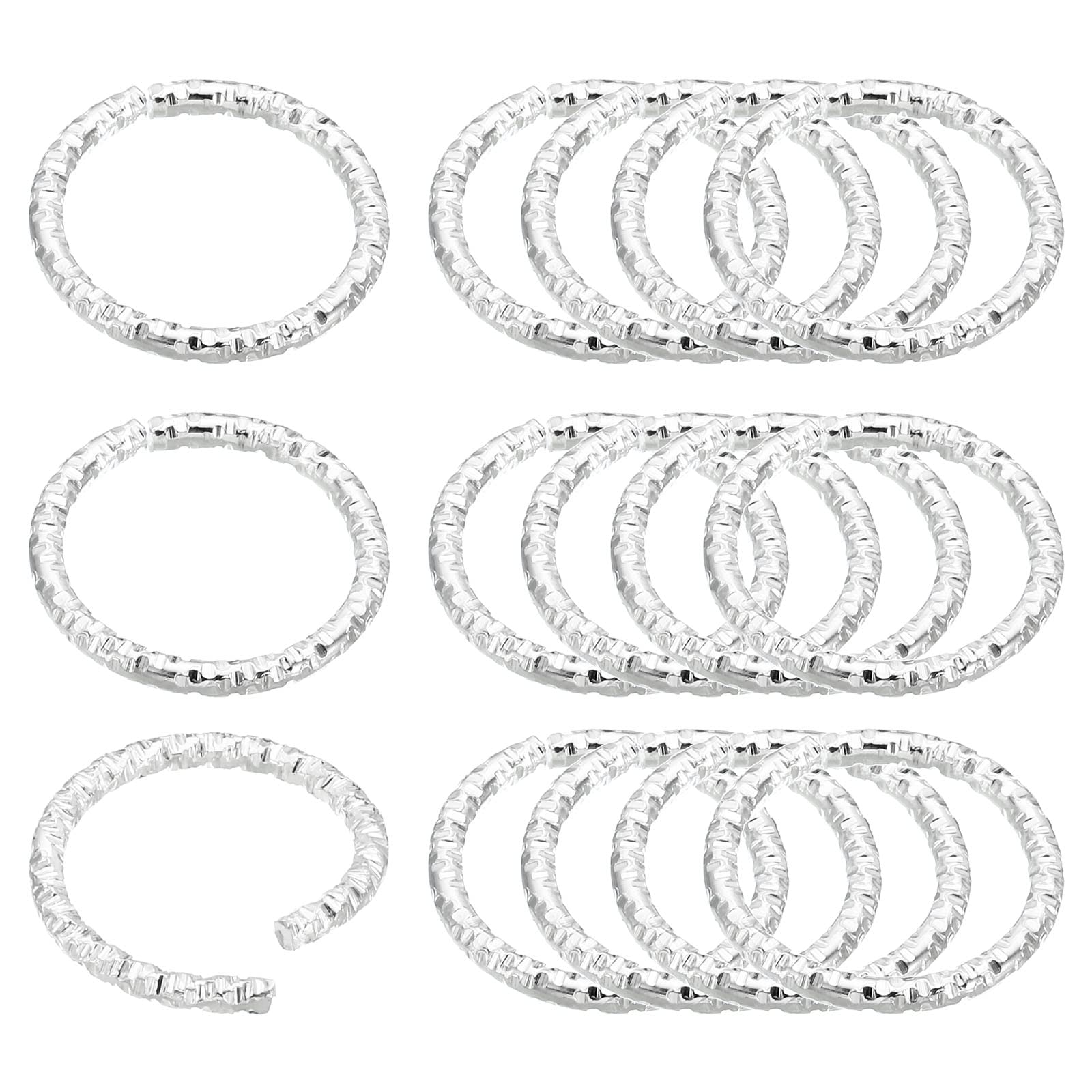 PATIKIL 1.8 x 18mm Wine Glass Charm Ring, 100 Pack Metal Earring Beading Hoop Twisted Open Jump Rings, Silver