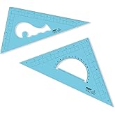 Pack of 2 Large Transparent Triangle Ruler Set Square: 12 Inch- 30/60 Degree & 9 inch 45/90 Degree | Essential for School and