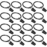 16 Pack Curtain Rings with Clips, Window Clip Rings Black Curtain Hooks Hangers Clip Rings for Hanging Drapery Drapes Bows, S