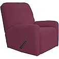 Easy-Going Recliner Stretch Sofa Slipcover Sofa Cover 4-Pieces Furniture Protector Couch Soft with Elastic Bottom Polyester Spandex Jacquard Fabric Small Checks(Recliner, ASH Rose) Large