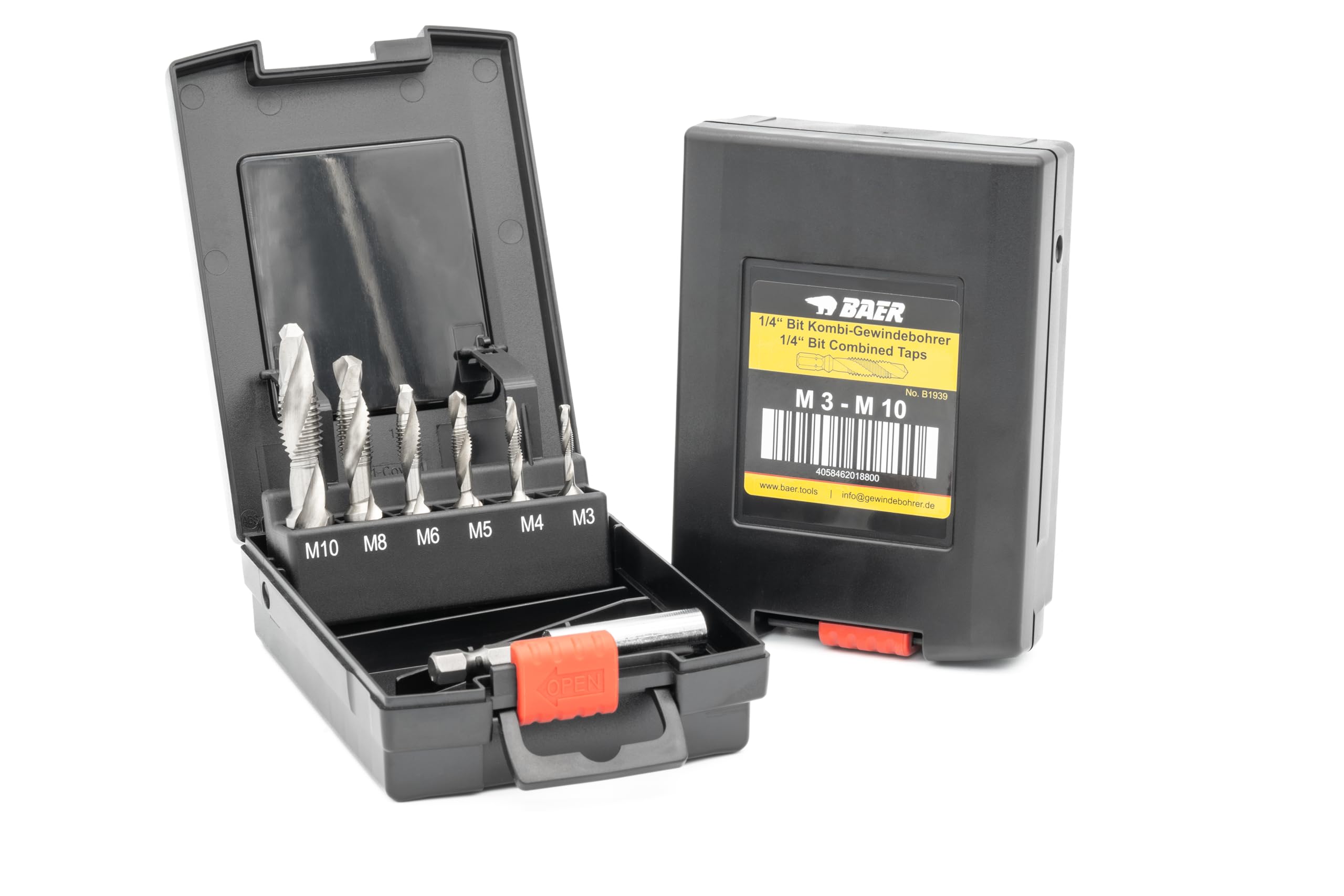 BAER Set HSSG: bit combination tap for cordless screwdrivers and holder: M 3-10 - tap set