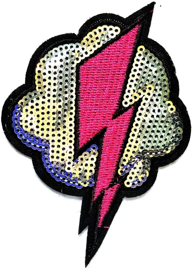Amazon Com Pp Patch Sequin Pink Lightning Rain Storm Clouds Cartoon Embroidered Sew Iron On Patch Applique For Gifts Crafts Jeans T Shirt Hat Clothing Fabric Costume Arts Crafts Sewing