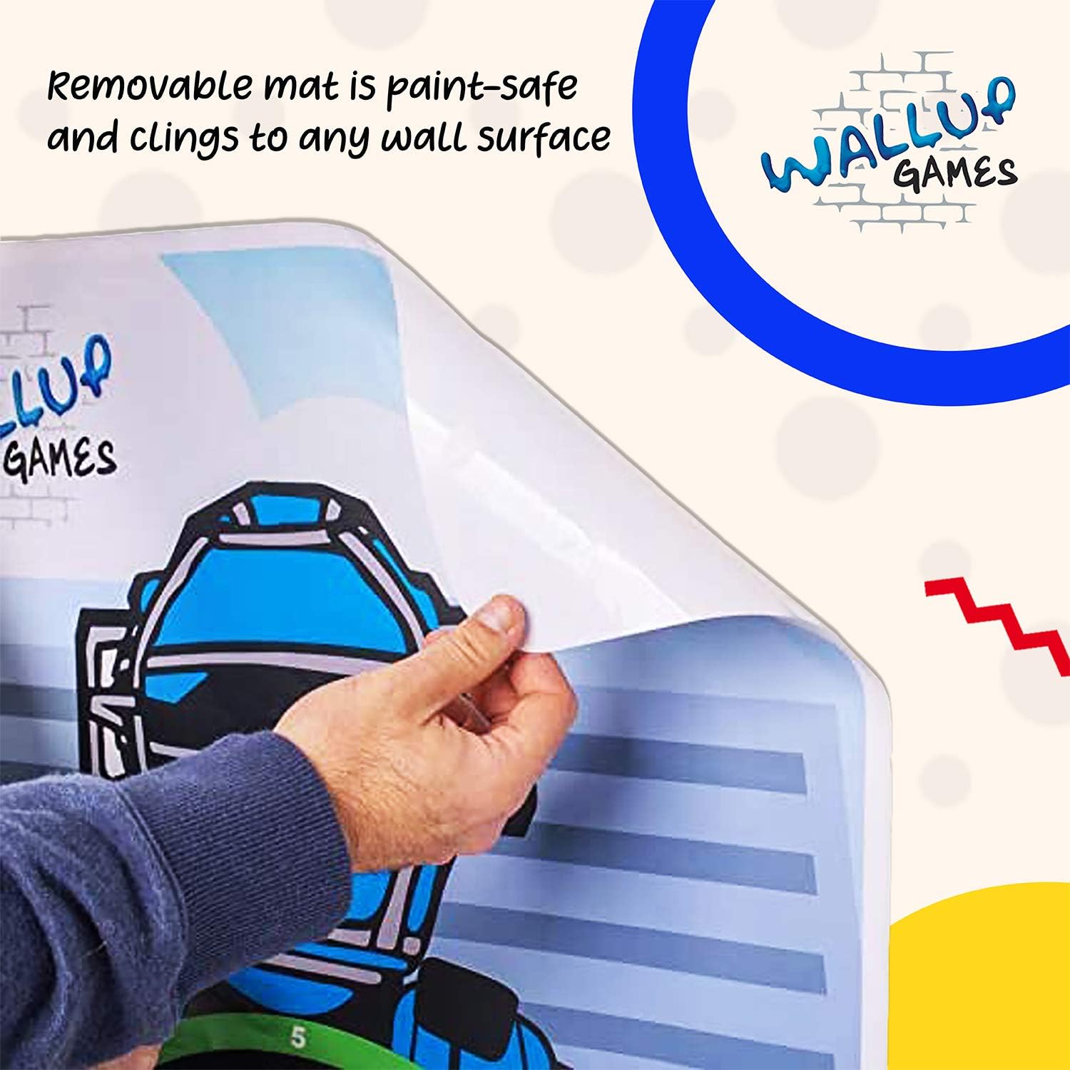 Wallup Games Kids Baseball Indoor Target Pitching Games, Removable Vinyl Wall Mat with 3 Indoor Baseballs, Hook and Loop Target: Toys & Games