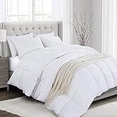 HOMBYS Oversized King Down Alternative Fluffy Comforter 120 x 98 in, 116 oz Quilted Duvet Insert with Duvet Cover, 8 Corner Tabs,(White, Super King)
