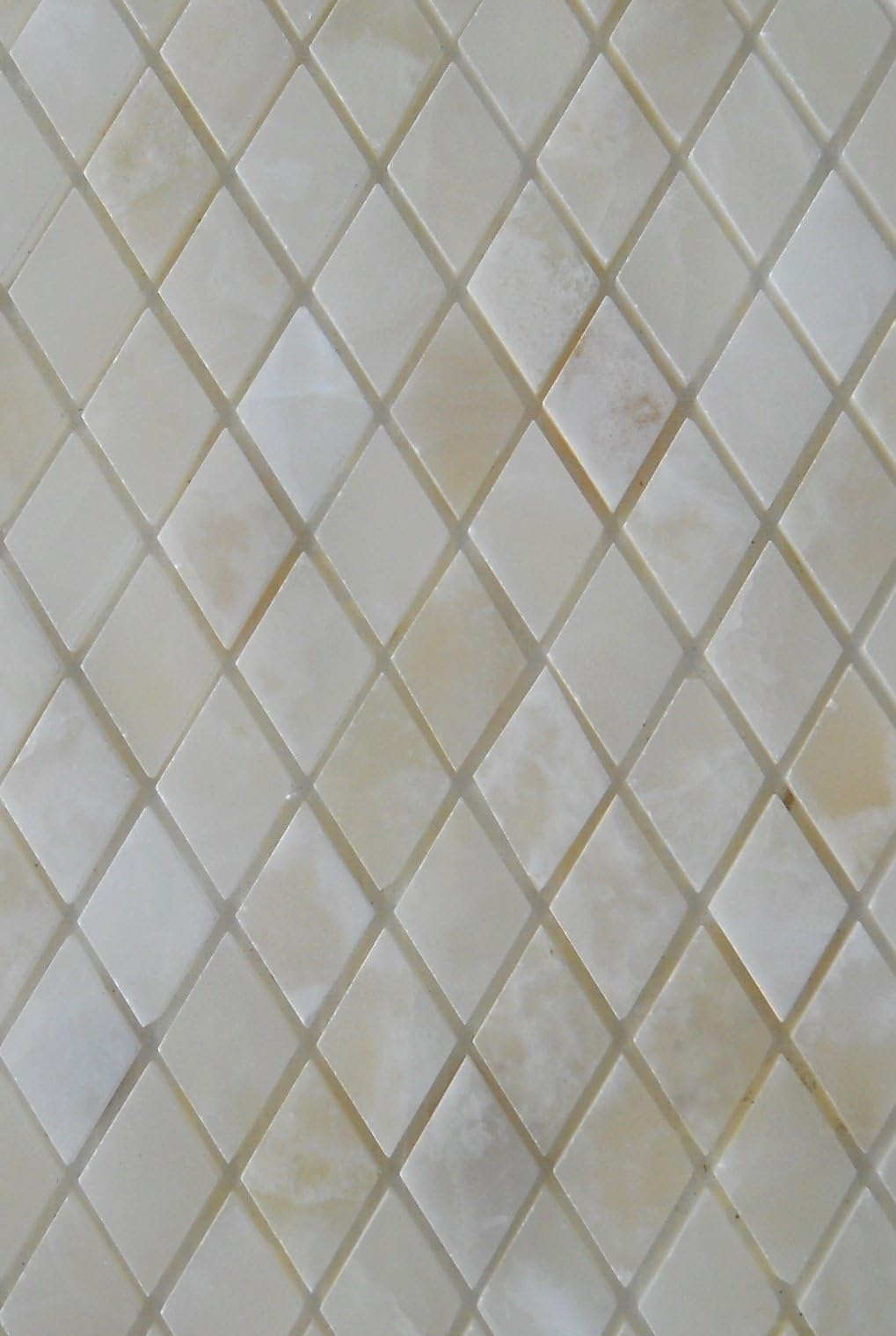 White Onyx DIAMOND Polished Mosaics Meshed on 12 X 12 Tiles for Kitchen and Bathroom Backsplash, Shower Walls
