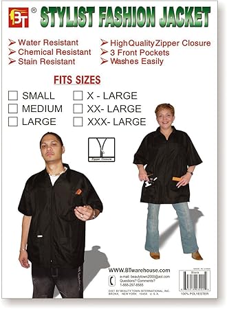 Amazon Com Beauty Town Professional Hair Stylist Jacket Black