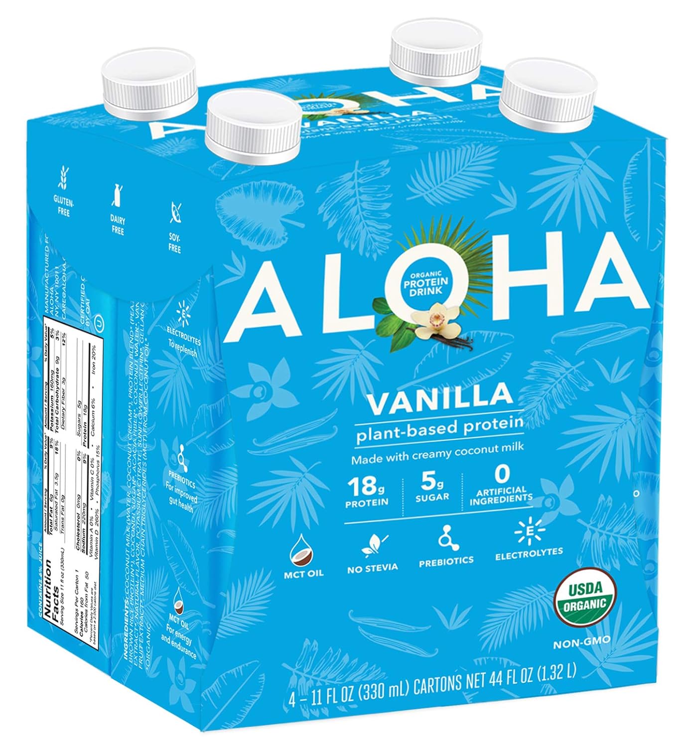Amazon.com : ALOHA Organic Plant Based Protein Drink, Vanilla, Gluten