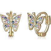 Cosol Silver Small Huggie Hoop Earrings, Hypoallergenic Sparkly CZ Cross Butterfly Cat Heart Flower Tiny Hoops Earring Birthday Jewelry Gifts for Women